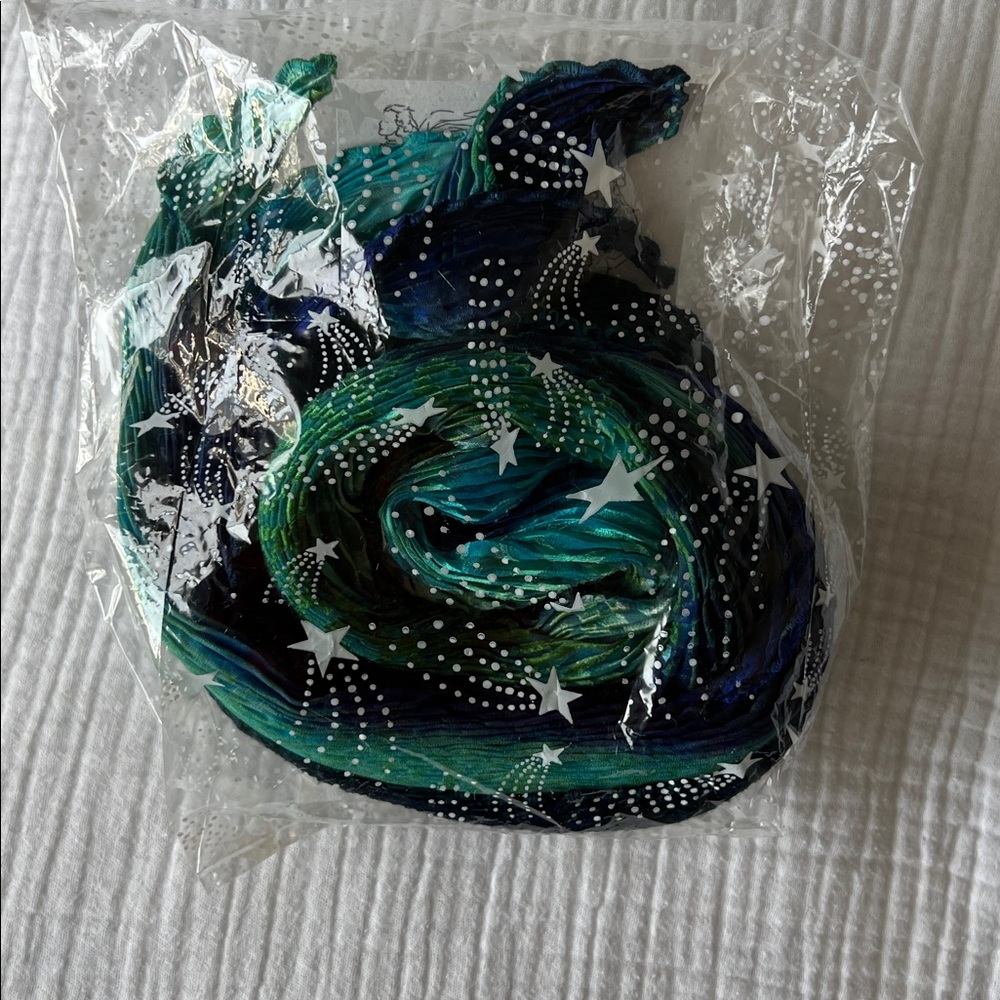 NWT • Shibori 100% Silk Scarf in Peacock • 22"x75" • Hand-Painted Wearable Art - Picture 15 of 15